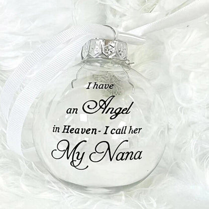 In Heaven Relatives Ornament - Feather Plastic Ball - Christmas Decor