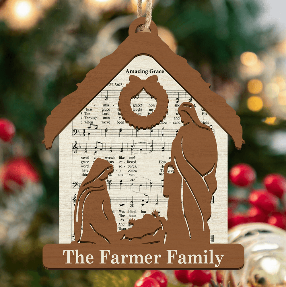 Nativity Christmas Faith Music - Custom Shape Wood Ornament