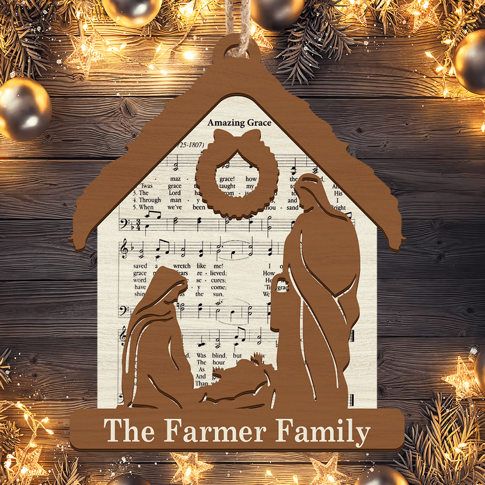 Nativity Christmas Faith Music - Custom Shape Wood Ornament