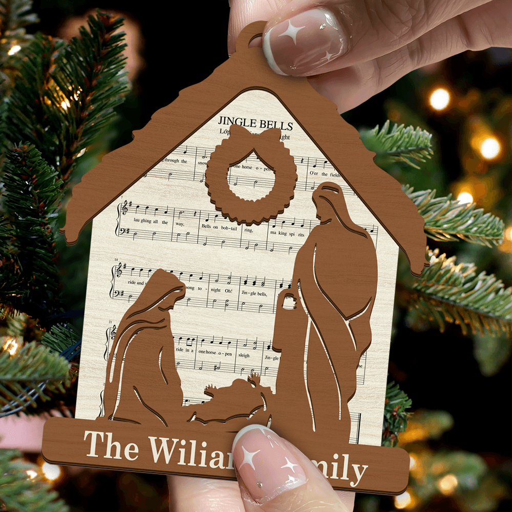 Nativity Christmas Faith Music - Custom Shape Wood Ornament