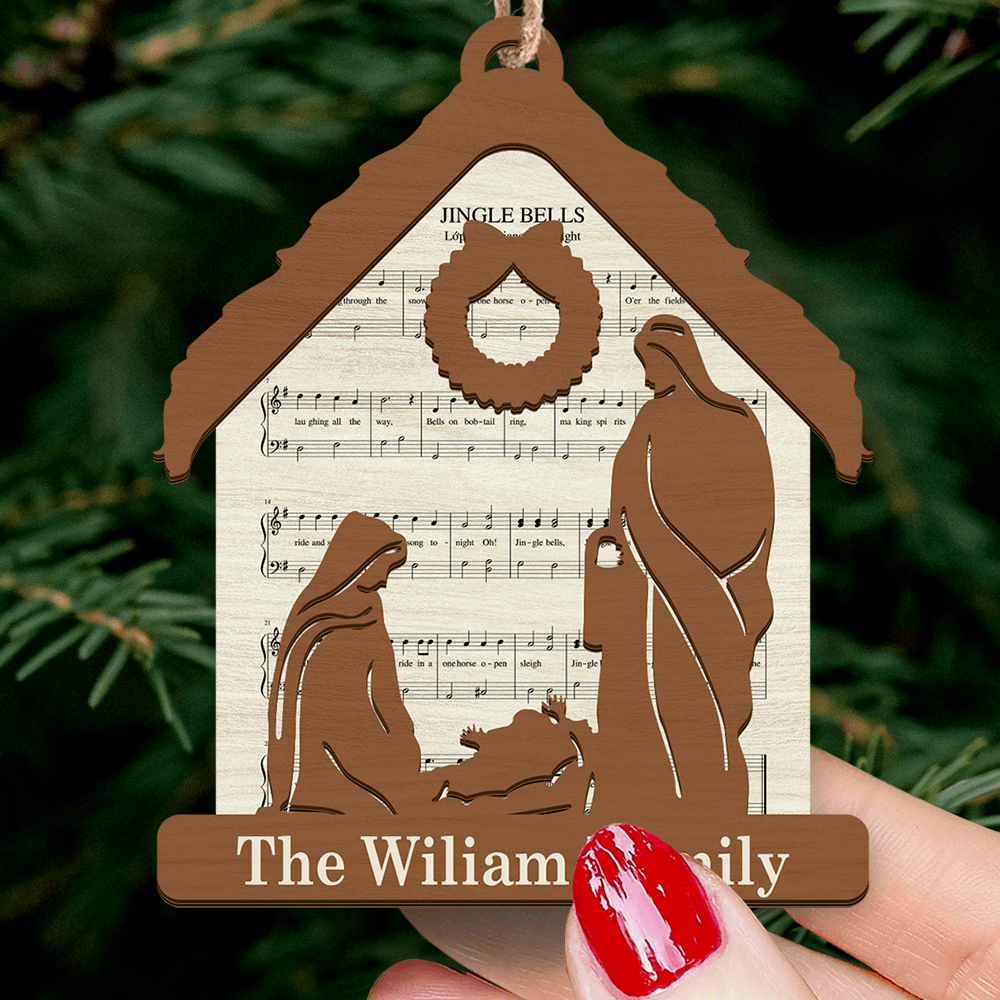 Nativity Christmas Faith Music - Custom Shape Wood Ornament