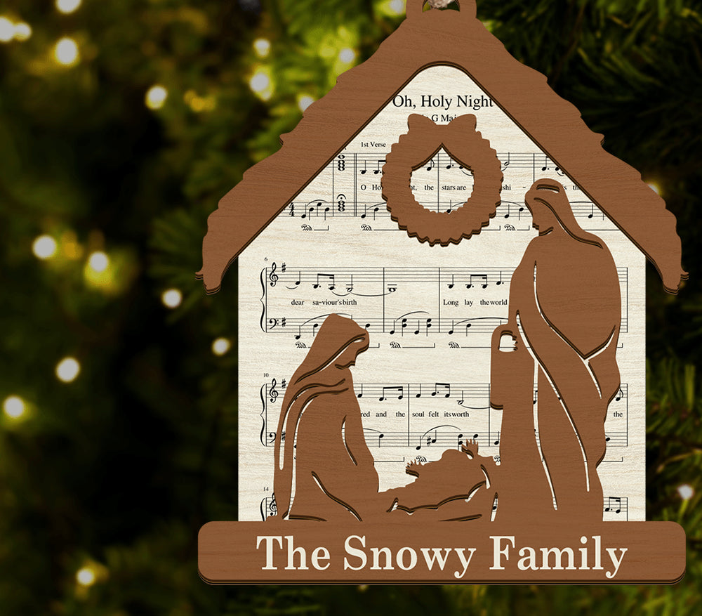 Nativity Christmas Faith Music - Custom Shape Wood Ornament