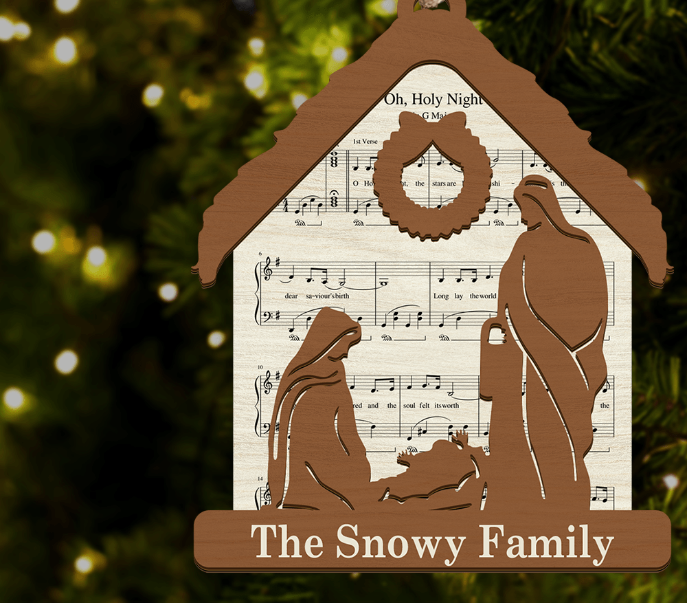 Nativity Christmas Faith Music - Custom Shape Wood Ornament