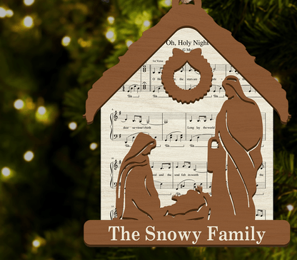 Nativity Christmas Faith Music - Custom Shape Wood Ornament