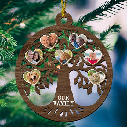 Our Family Tree Christmas Ornament - Custom Wood Design