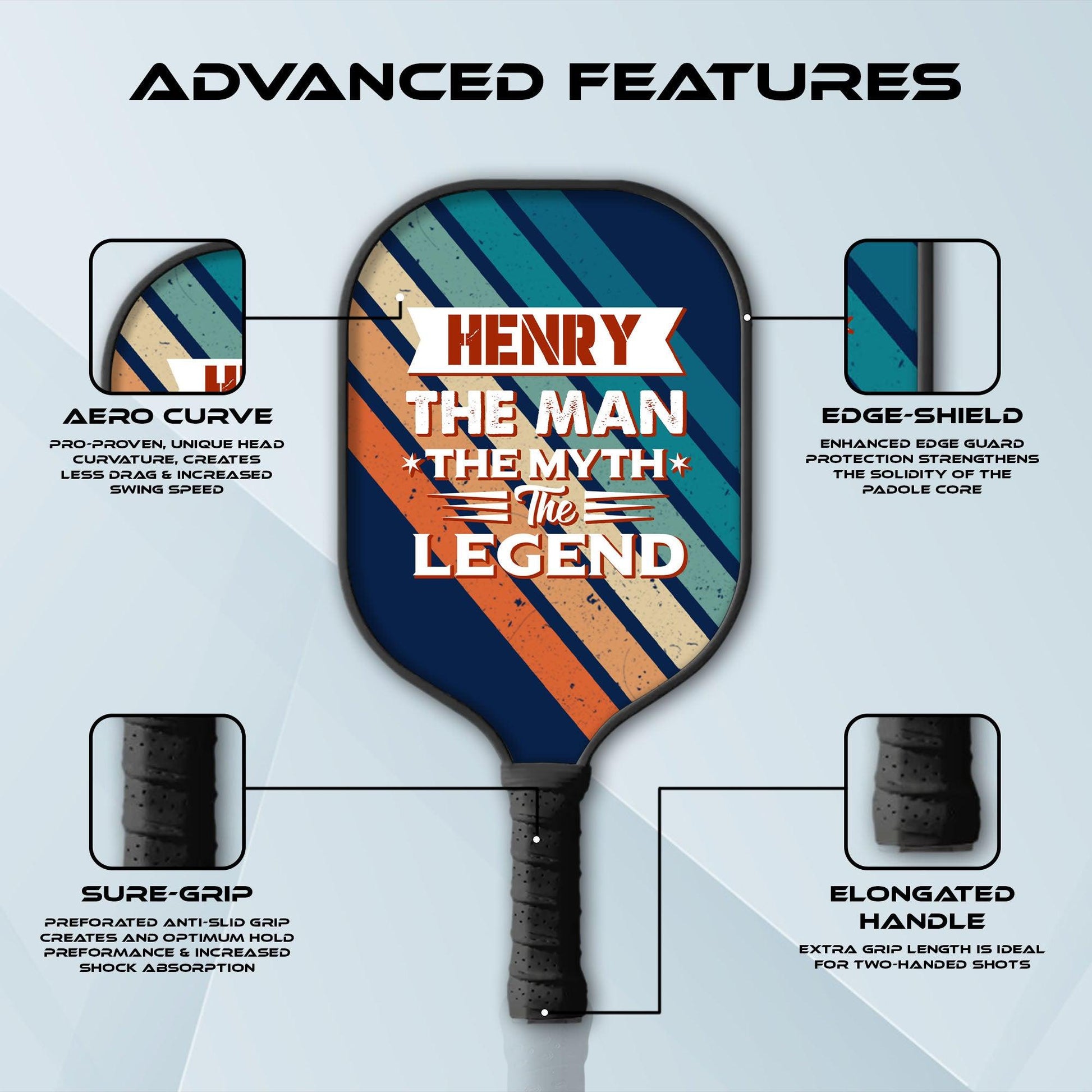 Personalized Pickleball Paddle - The Man The Myth The Legend Name