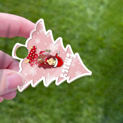 Christmas Tumbler Topper - Reading Girl Beside Christmas Tree