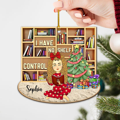 Reading Girls On Christmas Love Books - Custom Wood Ornament