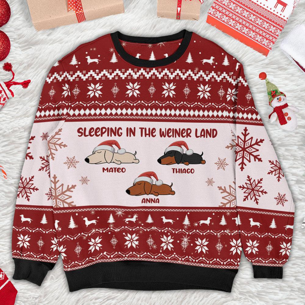 Sleeping In The Weiner Land - Ugly Christmas Sweatshirt Gift