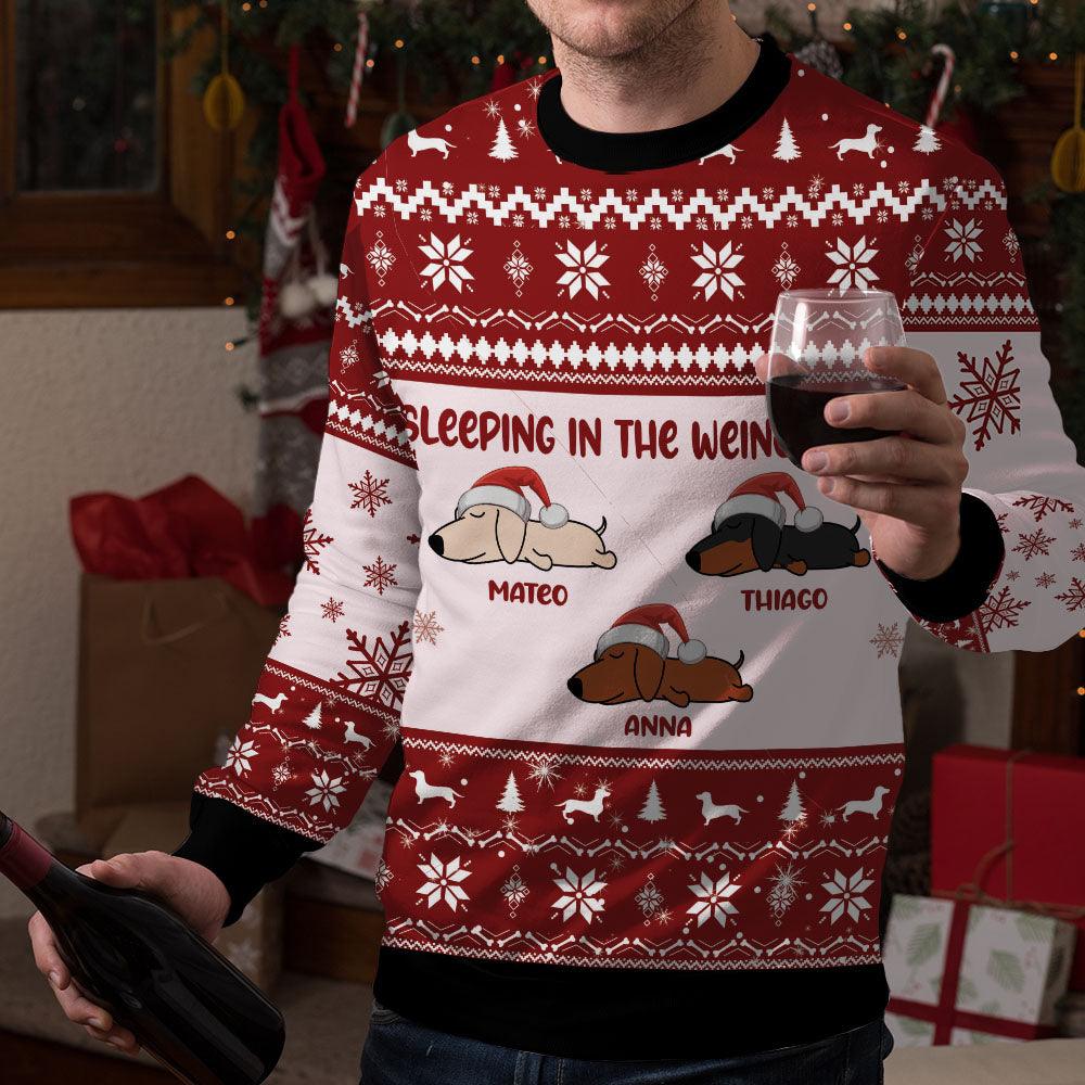 Sleeping In The Weiner Land - Ugly Christmas Sweatshirt Gift