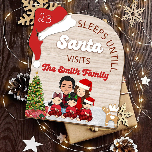 Sleeps Until Santa Visits - Christmas Countdown Sign