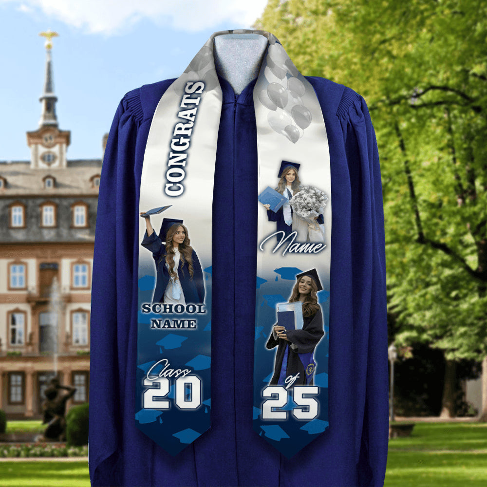 Congrats Graduatoion Photo - Graduation Stoles with Photo - Grad Gift
