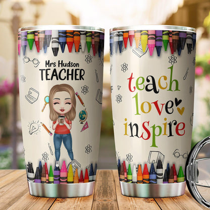 Personalized Teacher Teach Love Inspire Tumbler - Gift Idea