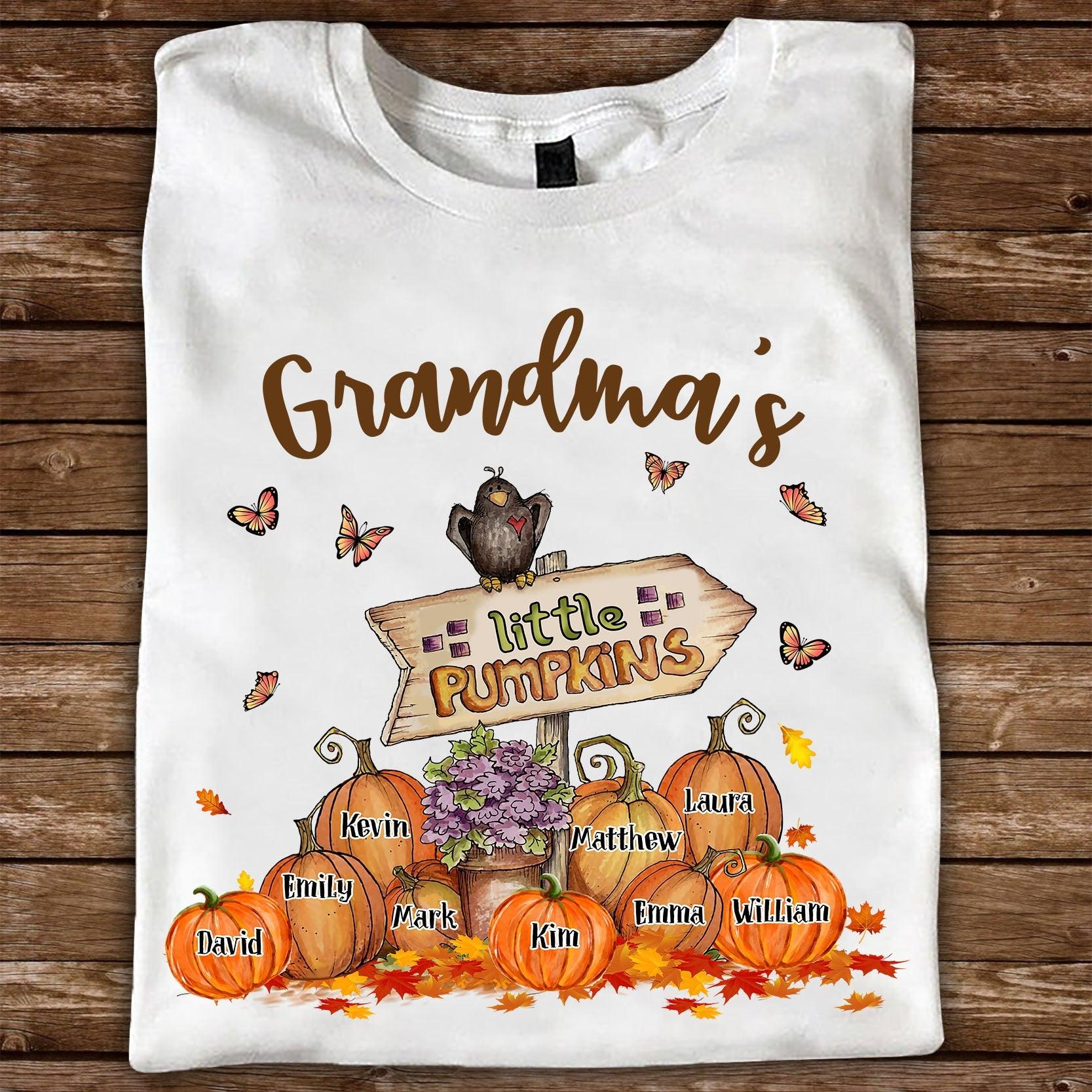 Grandma's Little Pumpkins Halloween T-Shirt - Personalized Gift