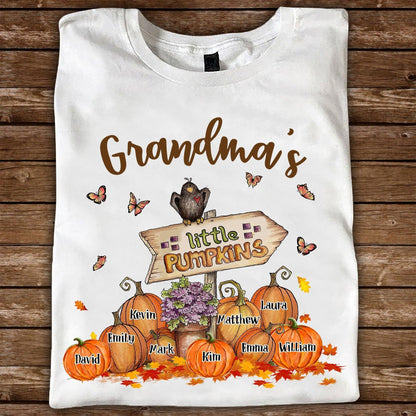 Grandma's Little Pumpkins Halloween T-Shirt - Personalized Gift