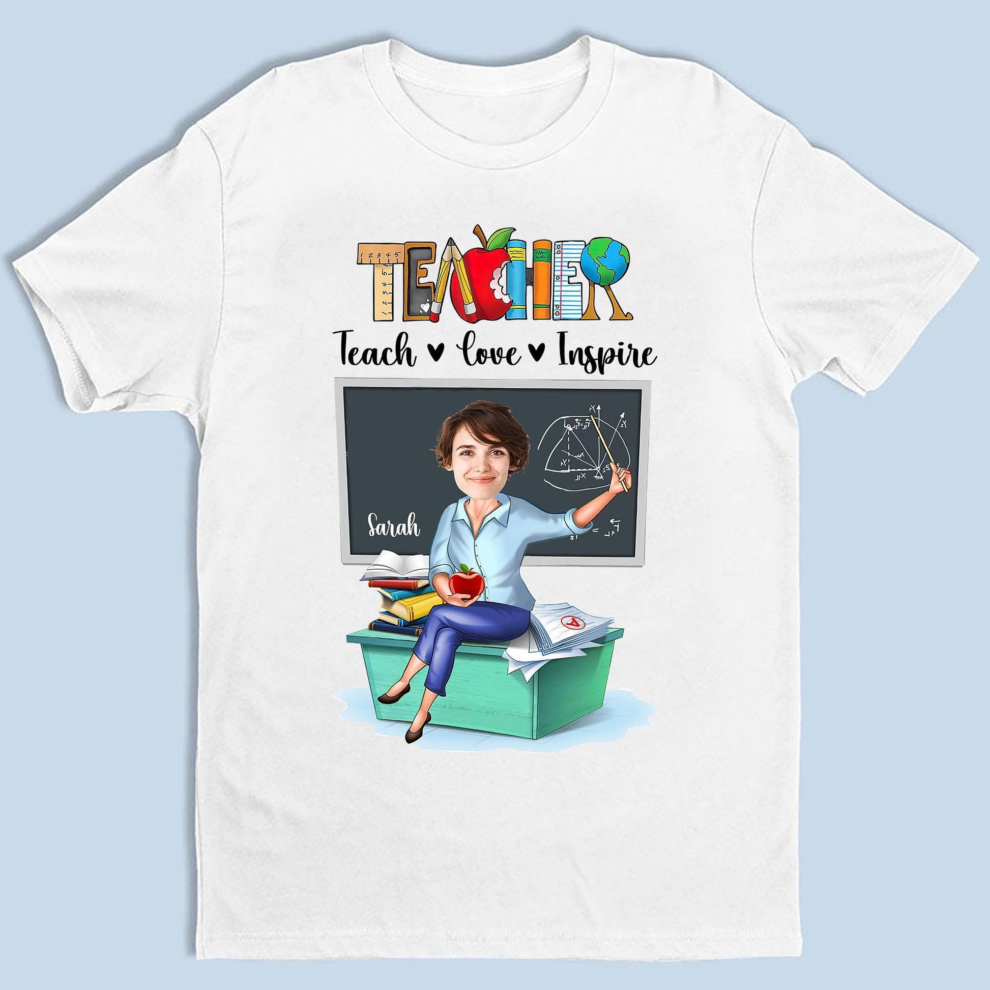 Personalized Teacher T-Shirt - Teach Love Inspire Funny Gift
