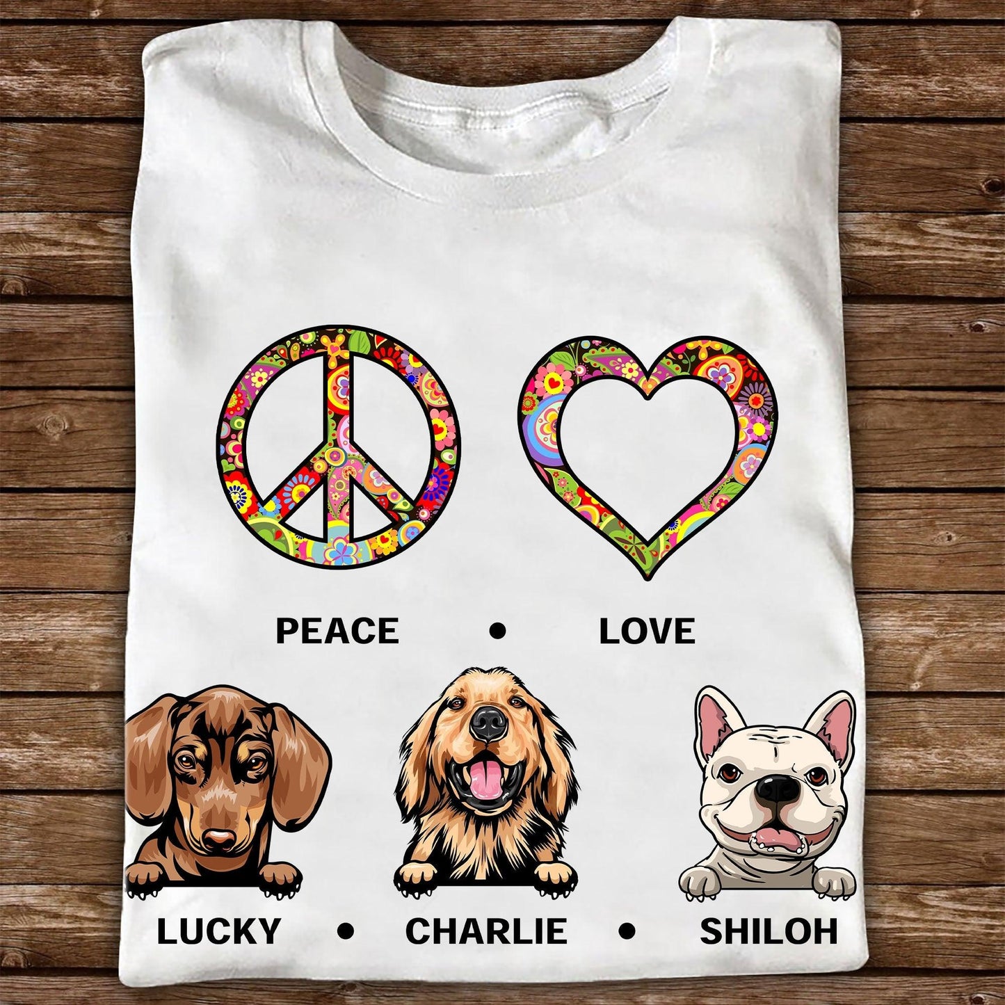 Custom Peace Love Dog T-Shirt for Dog Lovers