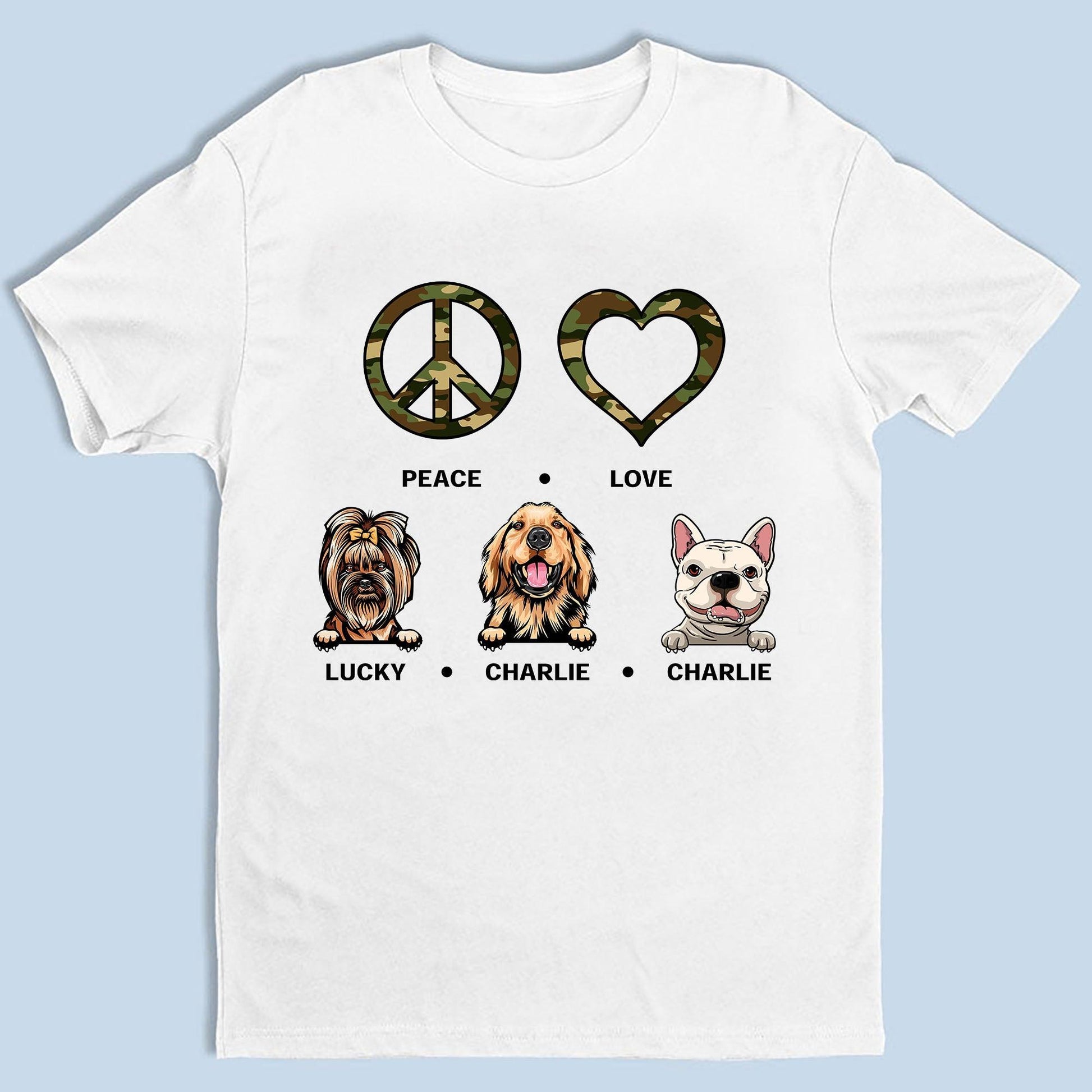 Custom Peace Love Dog T-Shirt for Dog Lovers