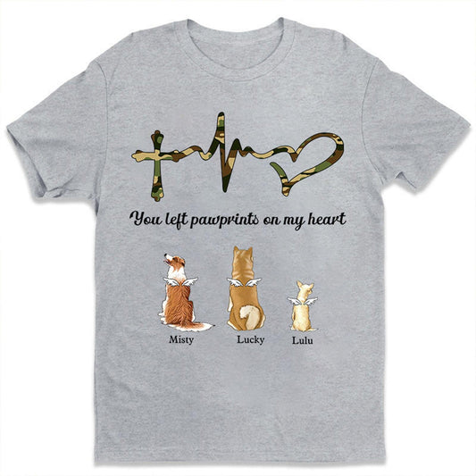 Personalized Memorial Pawprints On My Heart T-Shirt