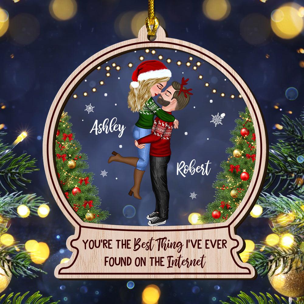Internet Couple Ornament - Custom Shape Wood and Acrylic Gift