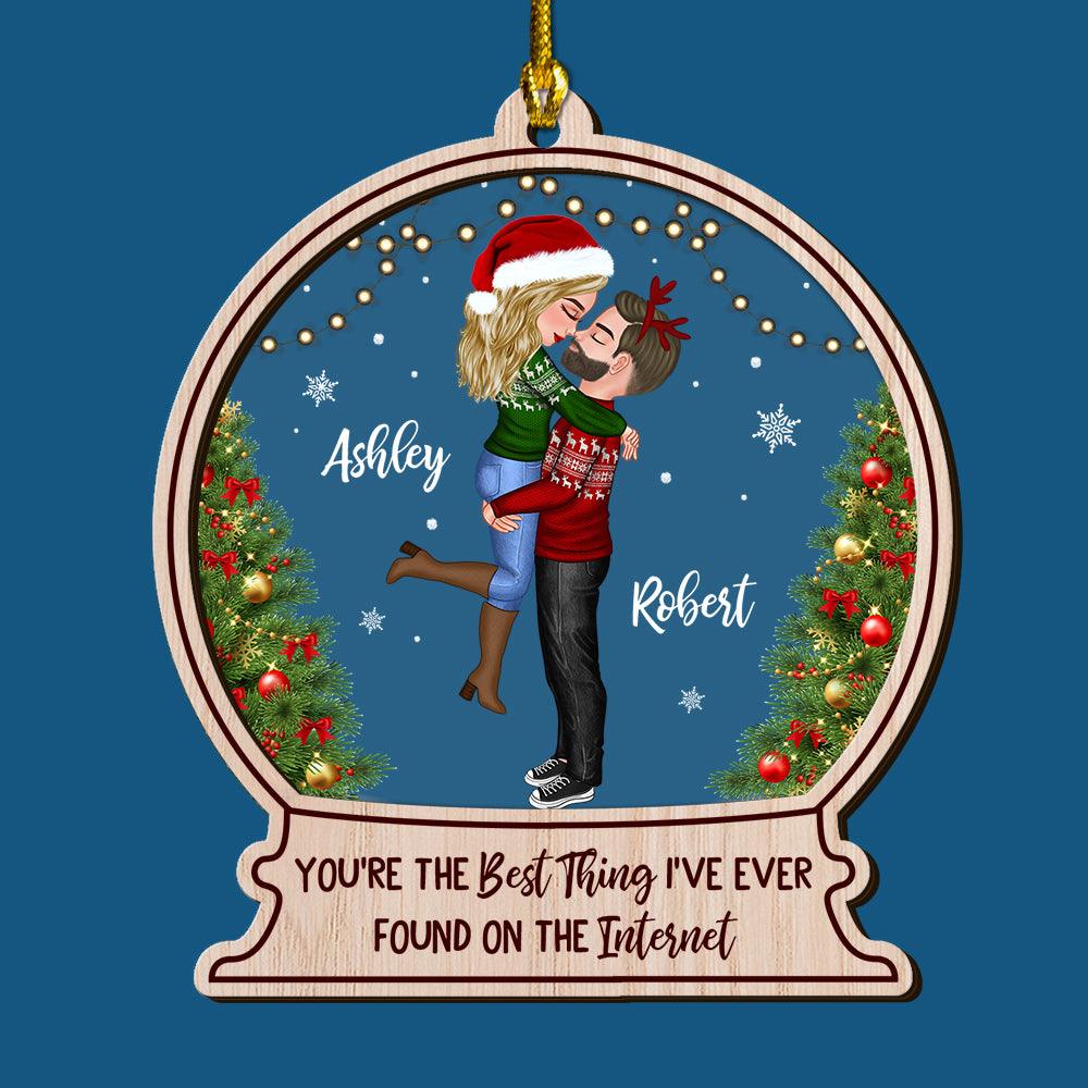 Internet Couple Ornament - Custom Shape Wood and Acrylic Gift