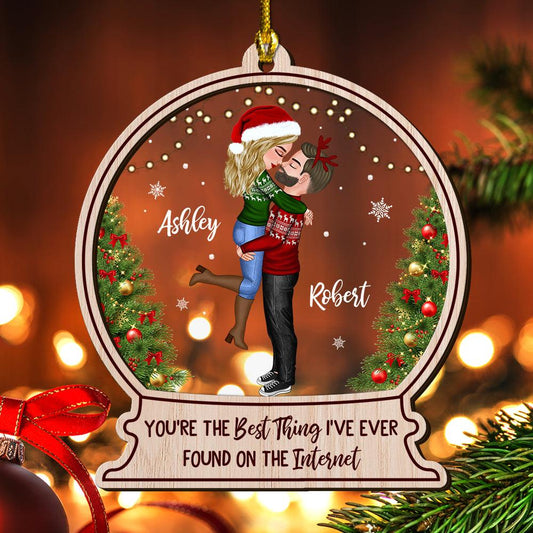Internet Couple Ornament - Custom Shape Wood and Acrylic Gift