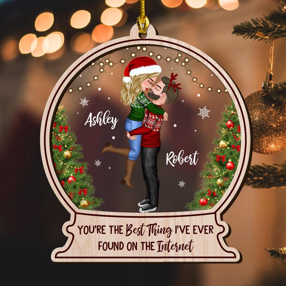 Internet Couple Ornament - Custom Shape Wood and Acrylic Gift