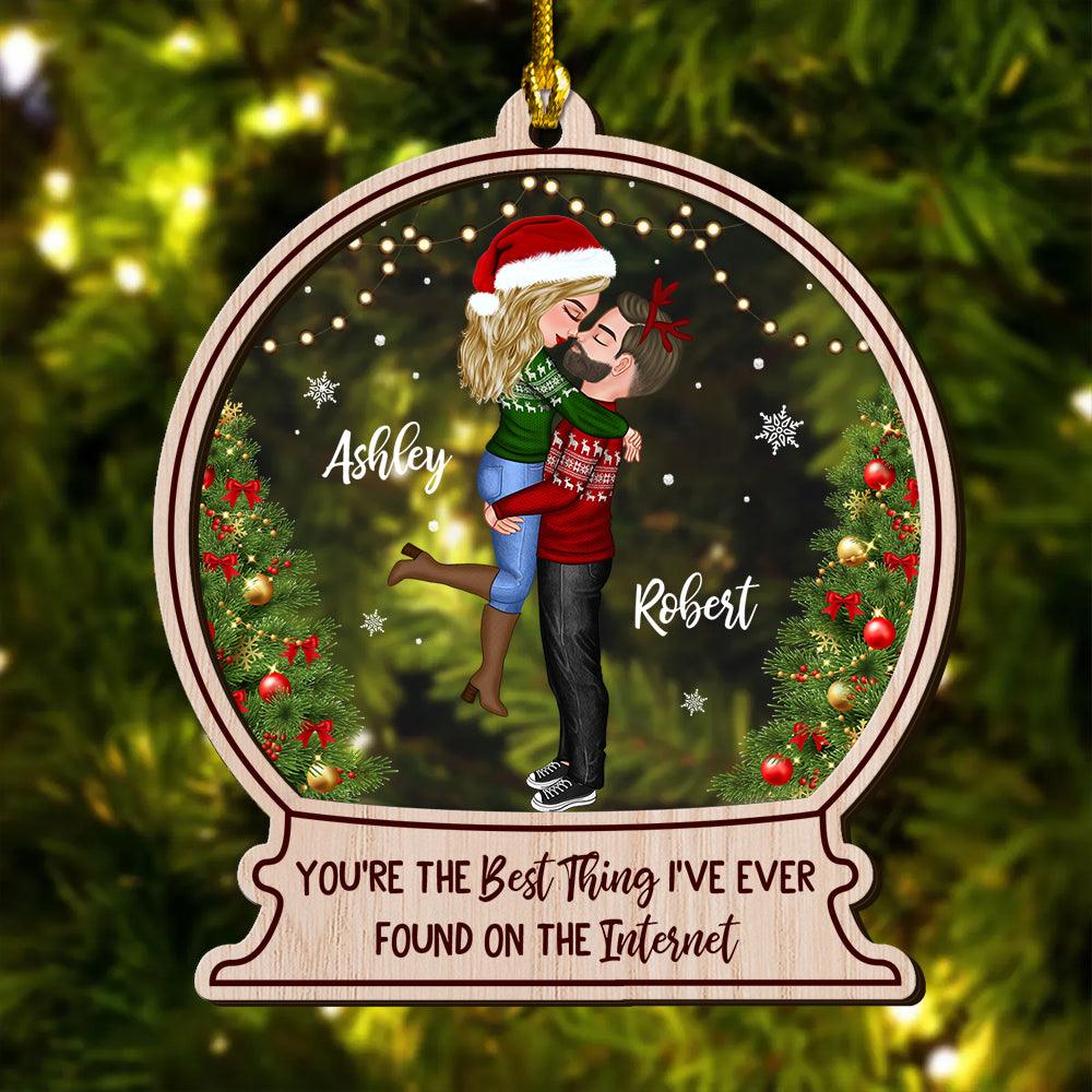 Internet Couple Ornament - Custom Shape Wood and Acrylic Gift