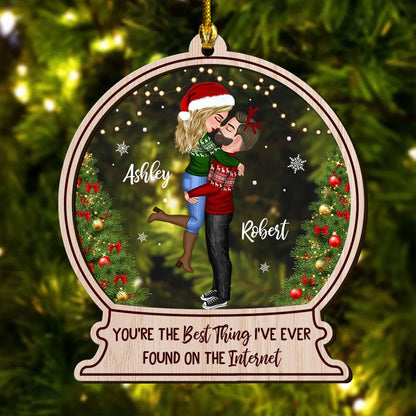 Internet Couple Ornament - Custom Shape Wood and Acrylic Gift