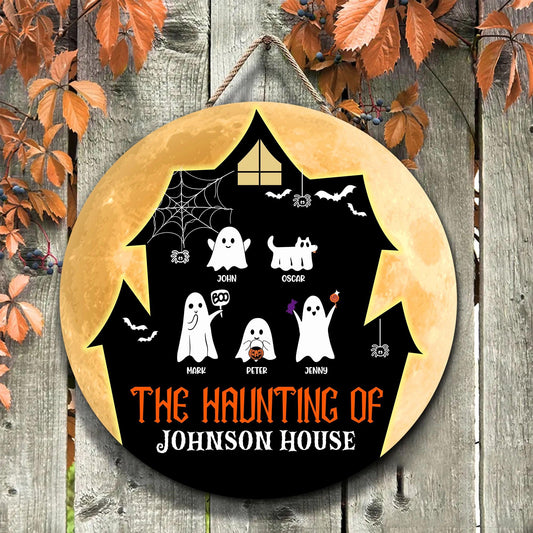 Haunting Ghost House - Cat & Dog Lovers - Personalized Wooden Sign