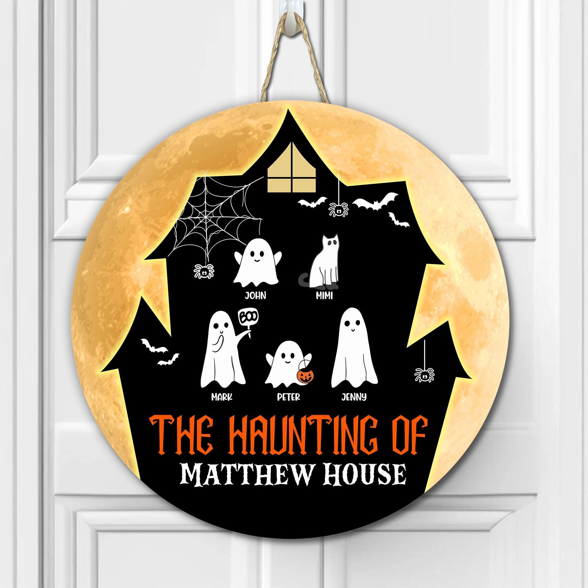 Haunting Ghost House - Cat & Dog Lovers - Personalized Wooden Sign