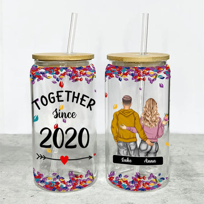 Personalized Frosted Bottle with Lid & Straw - Anniversary Gift