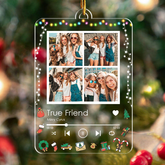 Upload Photos Besties Songs - Personalized Christmas Ornament