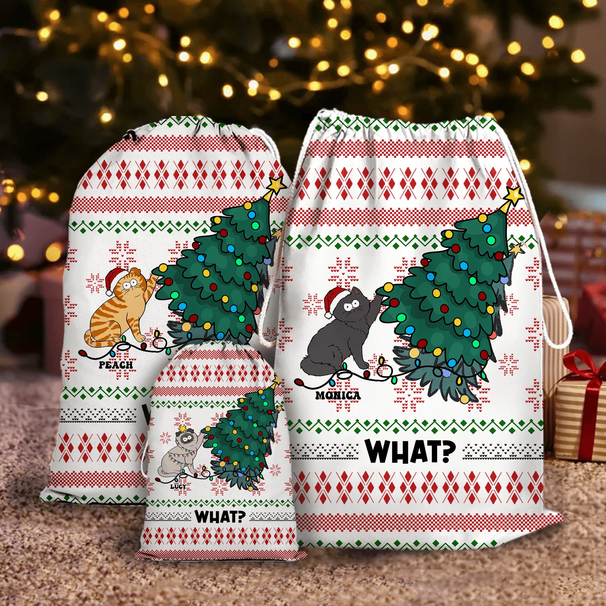 What Cat Annoying Cats Christmas Bag - Personalized Custom Christmas Sack
