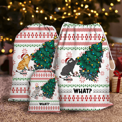 What Cat Annoying Cats For Cat Lovers Christmas Bag - Personalized Custom Christmas Sack