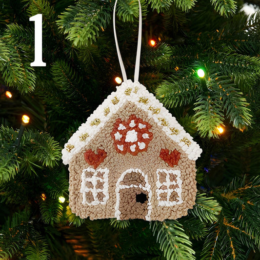 Cozy Christmas Icon In Yarn Texture - Punch Needle Ornament