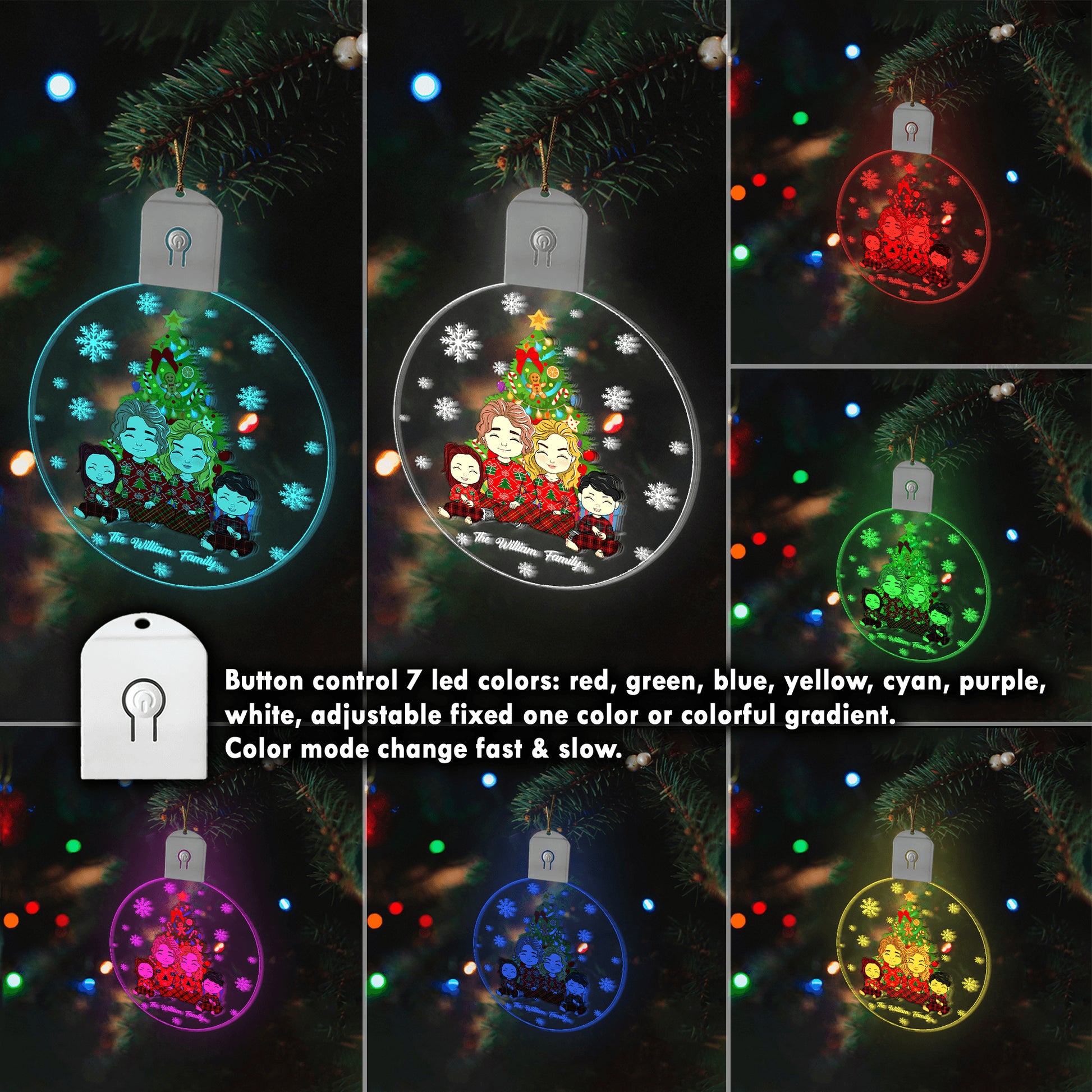 Your Family Together Christmas - Custom LED Acrylic Ornament
