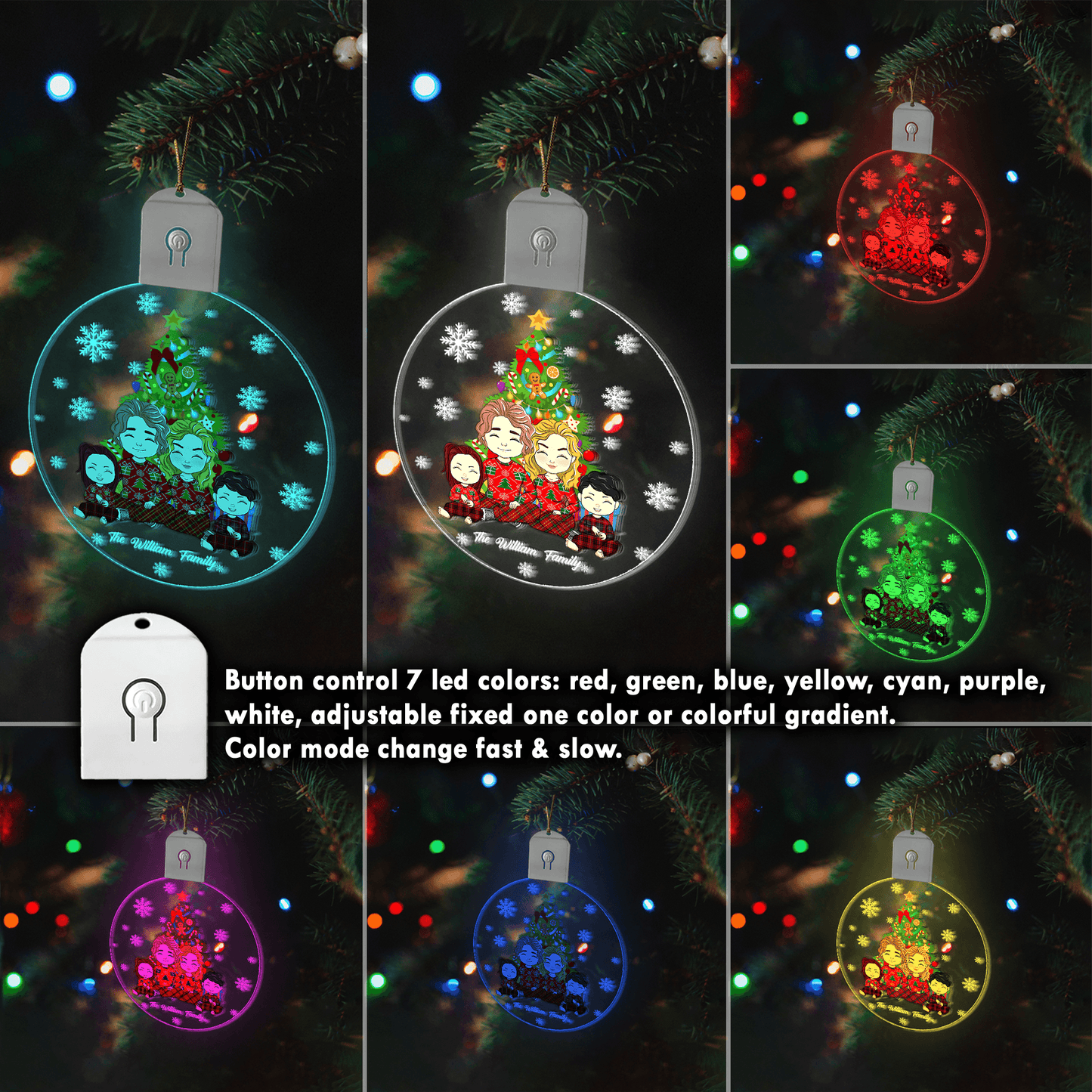 Your Family Together Christmas - Custom LED Acrylic Ornament