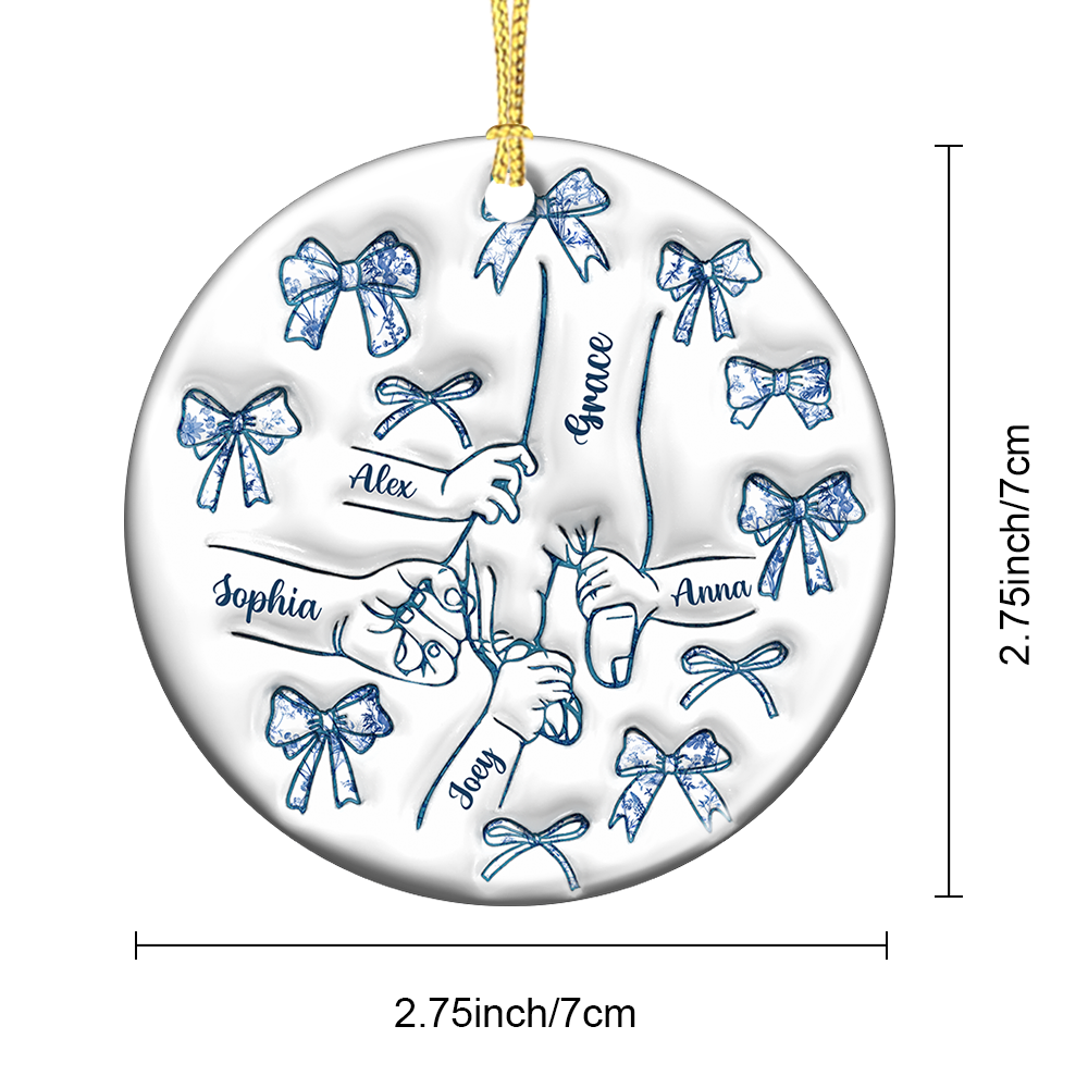 Holding Hand Christmas - Personalized Ceramic Ornaments - 3D Effect Ornament