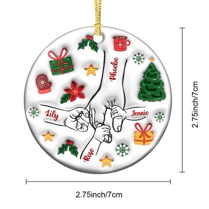 Holding Hand Christmas Vibe - Personalized Ceramic Ornaments - 3D Effect Ornament