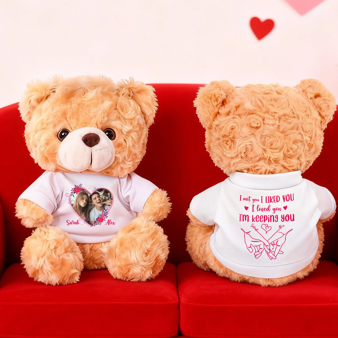 Forever Yours My Valentine - Teddy Bear With Personalized Photo Shirt