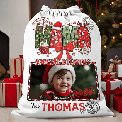 Personalized Mama Nana Christmas Bag - Santa Claus Gift Present Sack