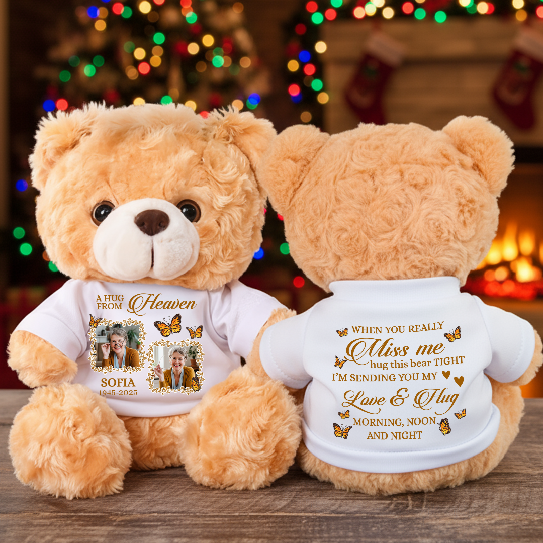 A From Heaven Custom Photos - Teddy Bear With Personalized Photo Shirt