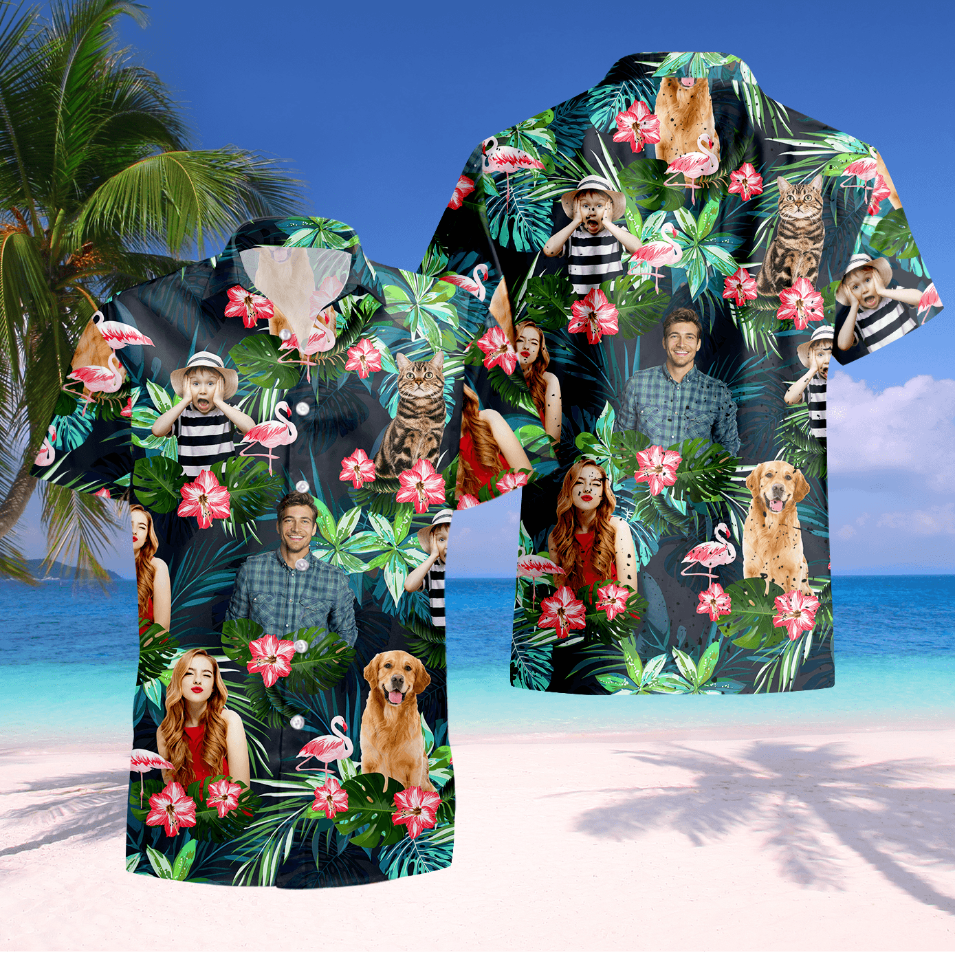Personalized Tropical Photo Name - Custom Hawaiian Shirt