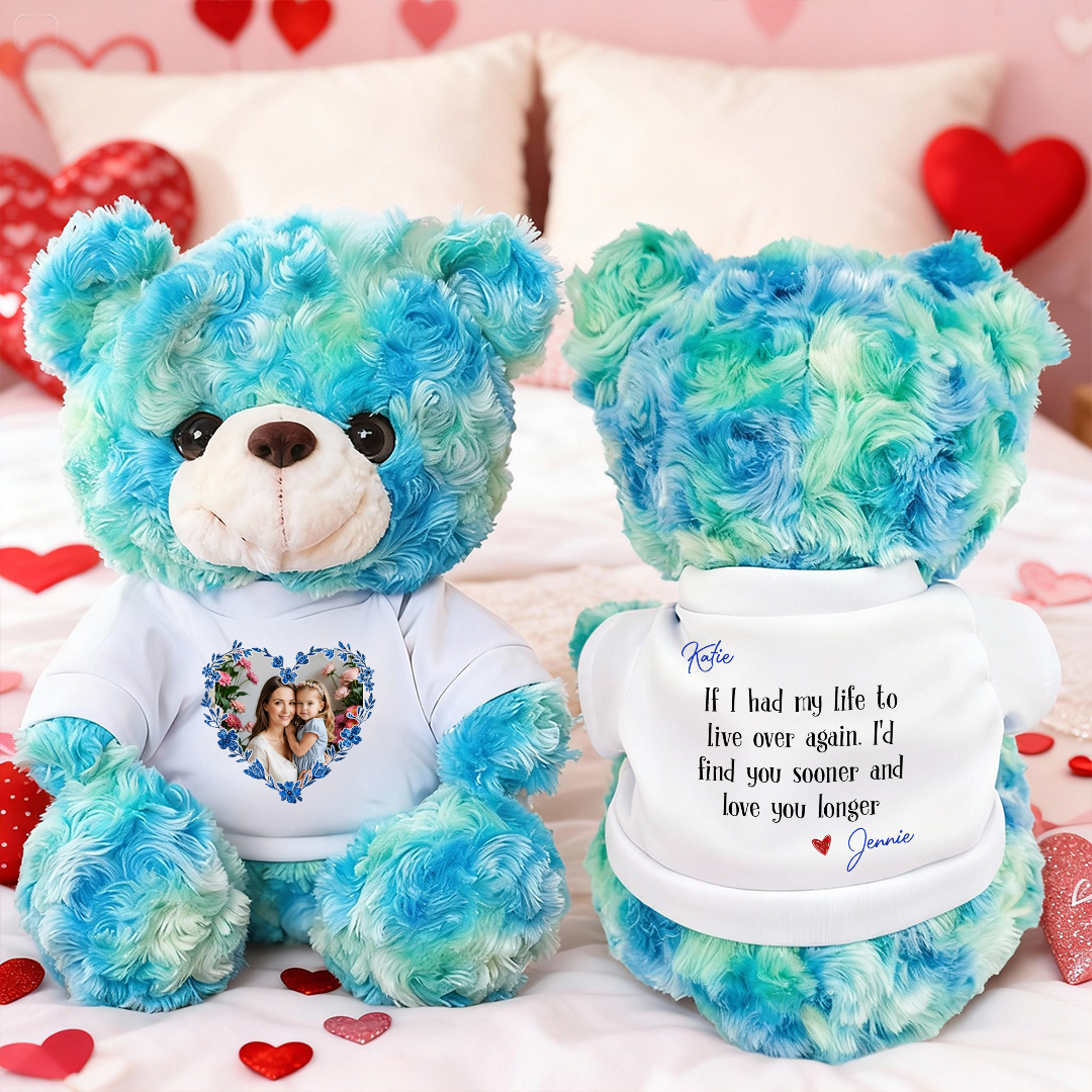 Love You Longer - Teddy Bear With Personalized Photo Shirt
