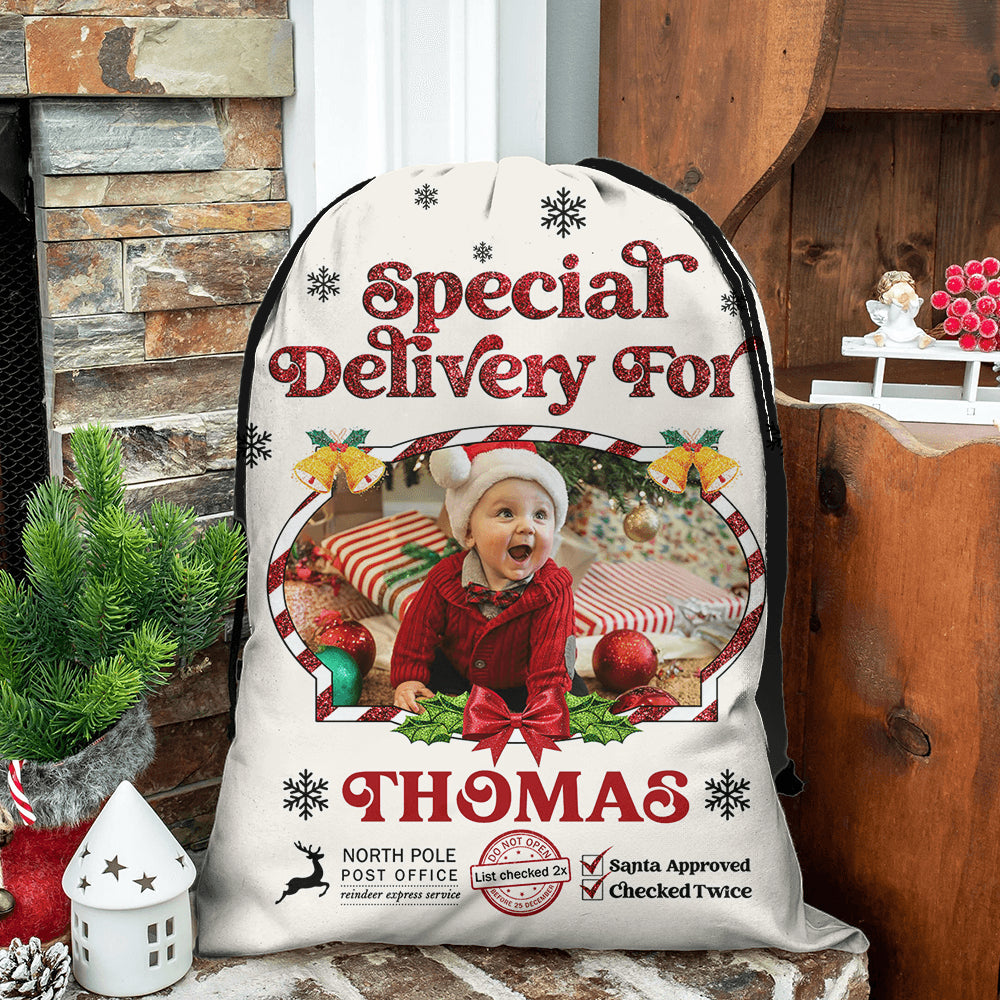 Glitter Christmas Sack - Personalized Santa Gift Bag