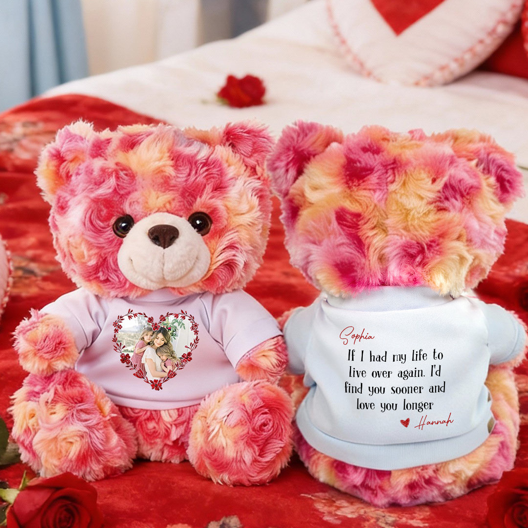 Love You Longer - Teddy Bear With Personalized Photo Shirt