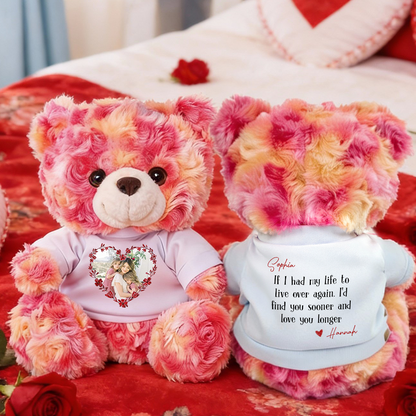 Love You Longer - Teddy Bear With Personalized Photo Shirt