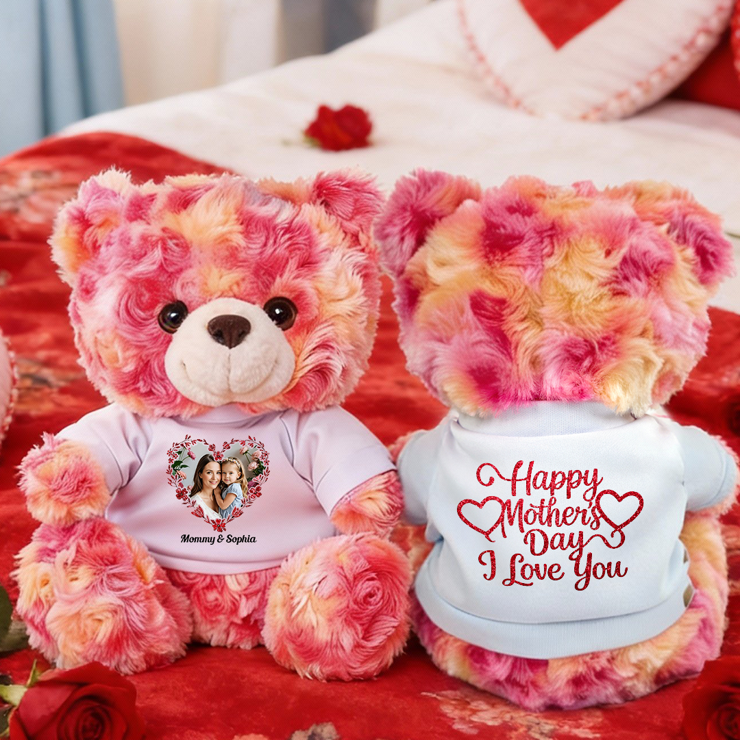 Happy Mother's Day We Love You - Teddy Bear With Personalized Photo Shirt