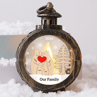 Personalized Family Bear LED Lantern - Christmas Lamp Ornament